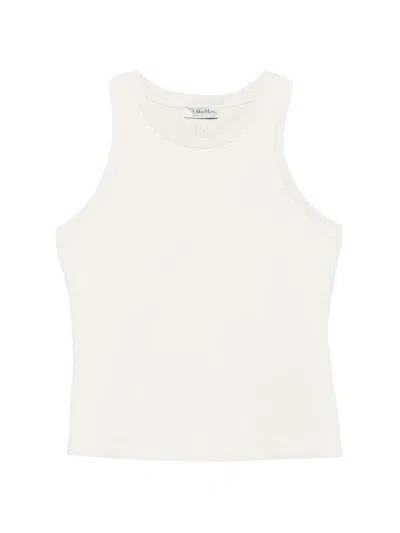 S Max Mara Carilina Embroidered-logo Sleeveless Top In White