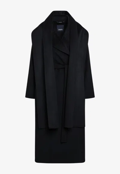 S Max Mara Carisma Double Wool And Cashmere Robe Coat In Blue