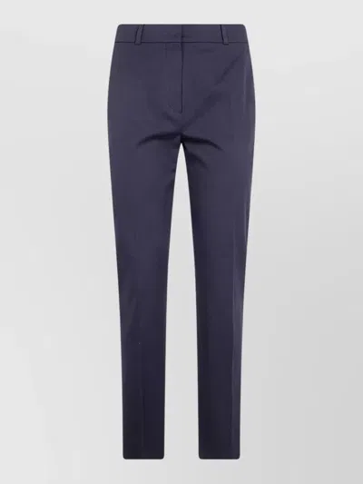 S Max Mara Carpa Stretch Poplin Tailored Trousers Mid Rise In Blue