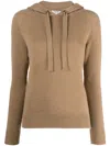 S Max Mara Cashmere Drawstring Hoodie In Brown