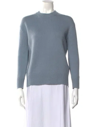 Pre-owned S Max Mara Cashmere Mock Neck Sweater W/ Tags In Blue