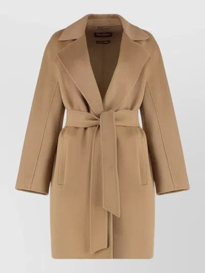 S Max Mara Cashmere Virgin Wool Single Breasted Midi Coat In Brown
