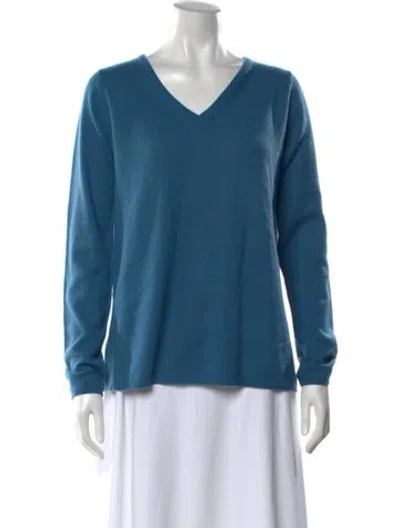 Pre-owned S Max Mara Cashmere V-neck Sweater In Blue