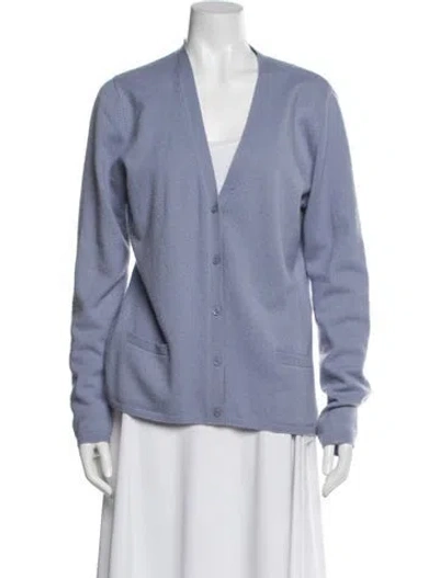 Pre-owned 's Max Mara Cashmere V-neck Sweater In Blue