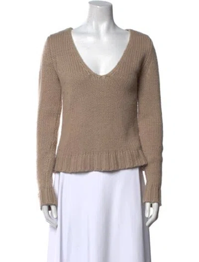 Pre-owned 's Max Mara Cashmere V-neck Sweater In Neutrals