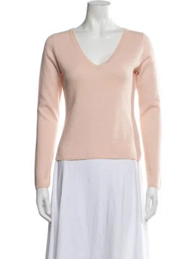 Pre-owned S Max Mara Cashmere V-neck Sweater In Pink
