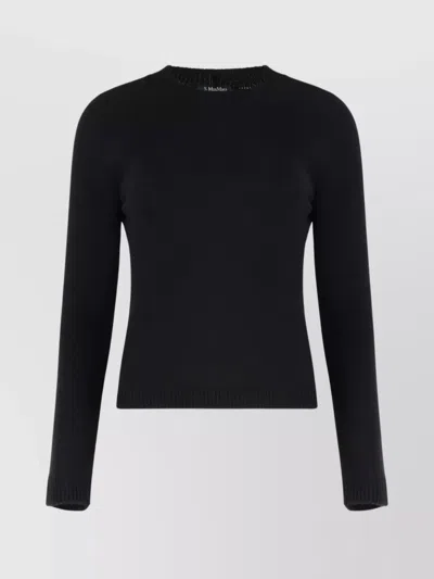 S Max Mara Cashmere Wool Crew Neck Long Sleeve Jumper In Black