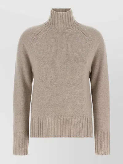 S Max Mara Cashmere Wool High Neck Sweater In Neutral