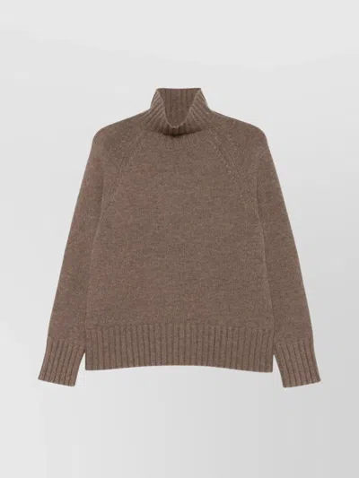 S Max Mara Cashmere Wool Turtleneck Sweater In Brown