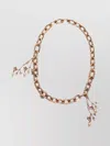 S Max Mara Chain Necklace With Flower And Pearl Pendants