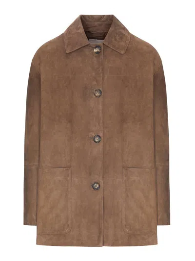 S Max Mara Chaqueta De Cuero - Metálico In Plata