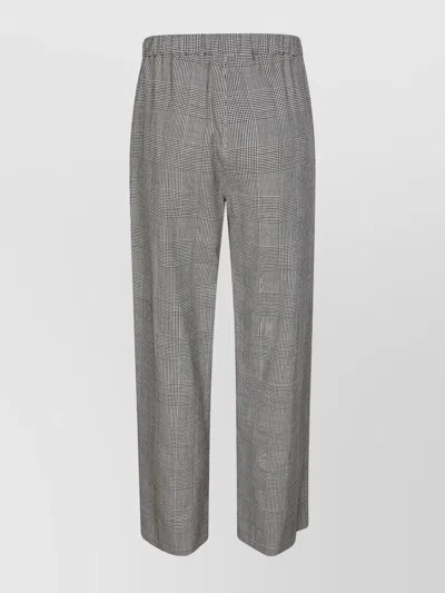 S Max Mara Checked Drawstring Trousers Elastic Waistband In Grey