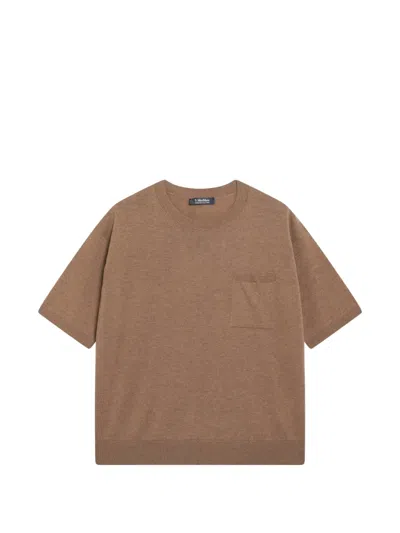 S Max Mara Chest-pocket Short-sleeve Sweater In Brown