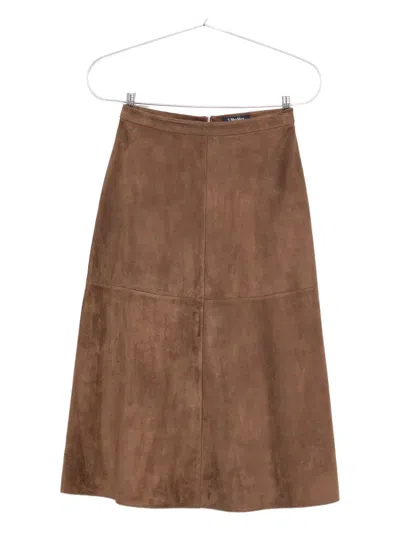 S Max Mara Cipria Suede A-line Skirt In Brown