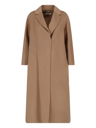 S Max Mara Coat In Virgin Wool Drap In Brown