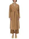 S Max Mara Belted Long-sleeved Coat In Beige
