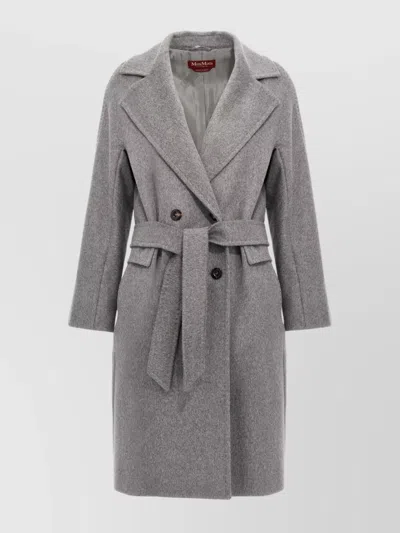 's Max Mara Coat With Waist Belt And Lapel Collar In Grey