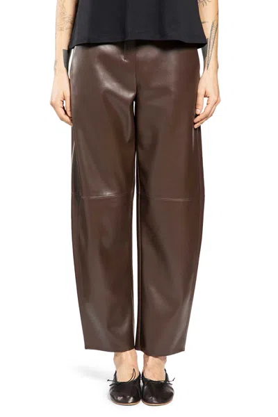S Max Mara Coated Barrel Leg Trousers In Brown
