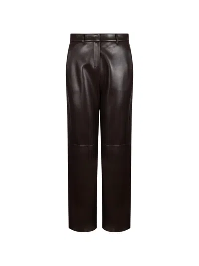 S Max Mara Coated Straight-leg Trousers In Brown