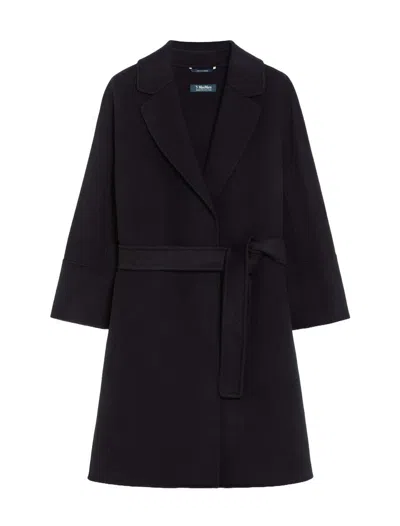 S Max Mara Coat Featuring Belted Waist And Lapels In Black