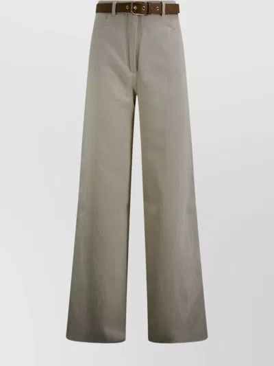 's Max Mara Cobalt Linen Cotton Blend Wide Leg Trousers In Gray