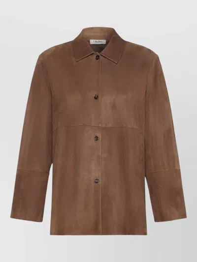 S Max Mara Collared Long Sleeves Coat Seam Detailing In Brown