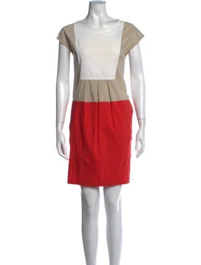 Pre-owned S Max Mara Colorblock Pattern Knee-length Dress In Grey