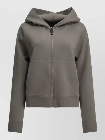 S Max Mara Cotton Jersey Hooded Sweatshirt Front Pockets In Gray