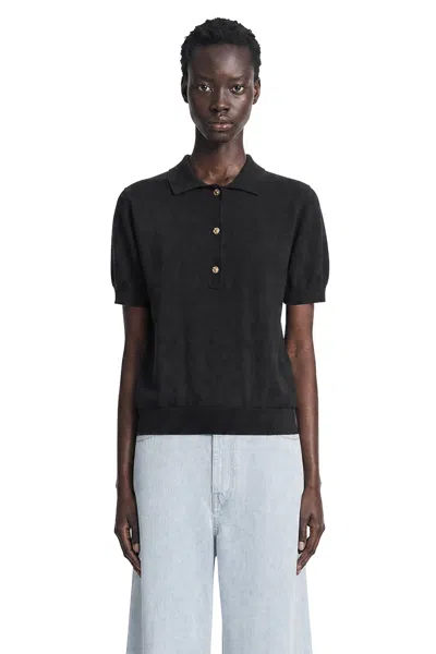 S Max Mara Cotton Knit Polo In Black
