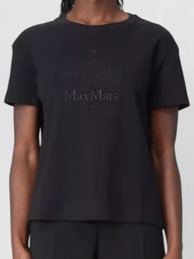 S Max Mara Cotton Knit T Shirt Crew Neck In Black