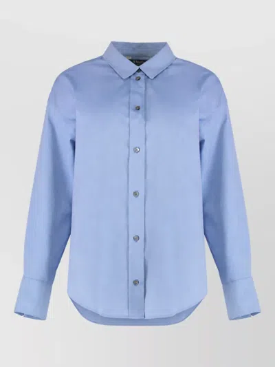 S Max Mara Cotton Oxford Shirt In Blue