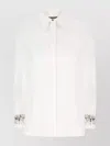 S Max Mara Cotton Poplin Shirt Rhinestone Embellishments