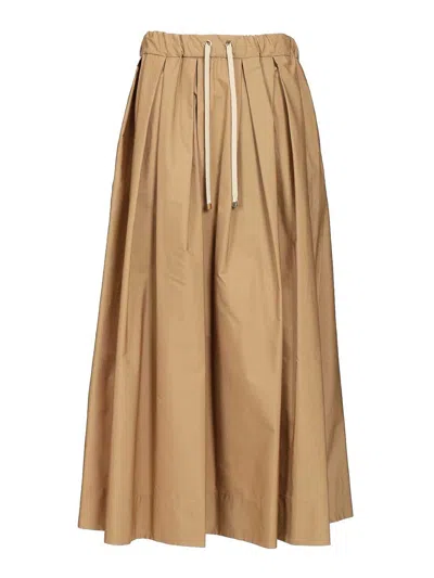 S Max Mara Cotton Poplin Skirt In Beige