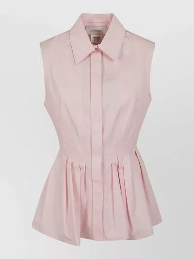 S Max Mara Cotton Shirt Tailored Peplum Design In Pink