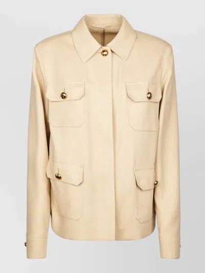 S Max Mara Cotton Single Breasted Coat In Neutral
