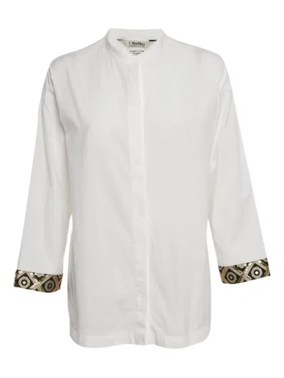Pre-owned 's Max Mara Cotton Trim Shirt In White