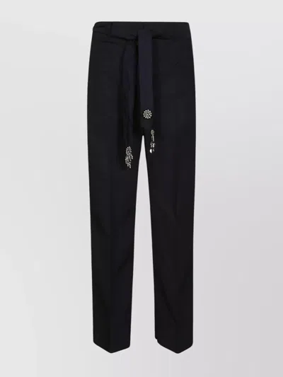 's Max Mara Cotton Trousers With Pleated Front And Tapered Silhouette In Blue