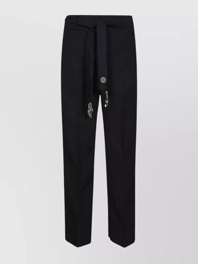 S Max Mara Cotton Trousers With Pleated Front And Tapered Silhouette In Blue