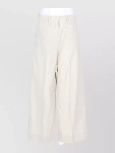 S Max Mara Cotton Wide-leg Trousers In White