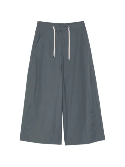 S Max Mara Cotton Wide-leg Trousers In Blue