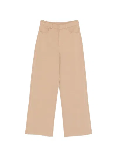S Max Mara Cotton Wide-leg Trousers In Brown