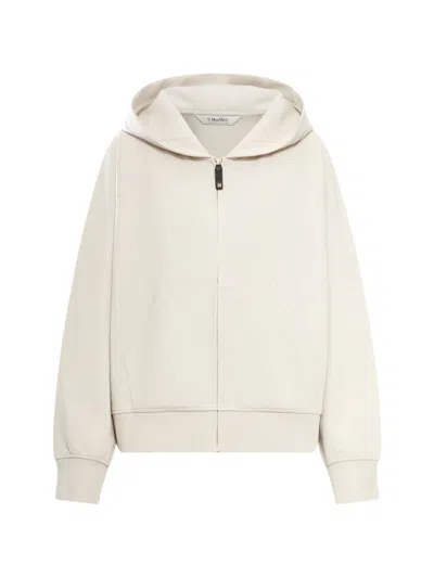 S Max Mara Cotton Zipped Hoodie In Beige