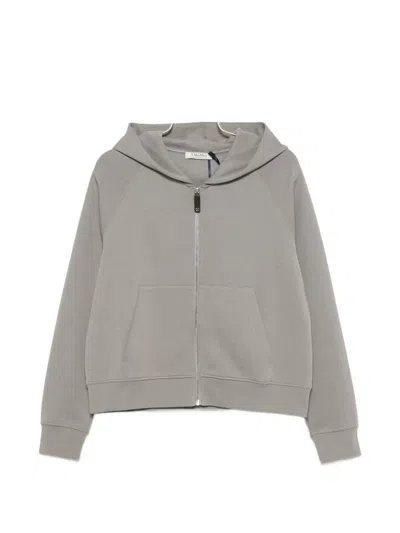 S Max Mara Cotton Zipped Hoodie In Grey