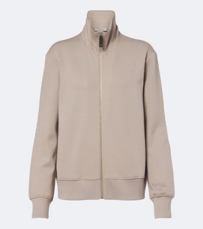 S Max Mara Cotton-blend Zip-up Sweatshirt In Beige