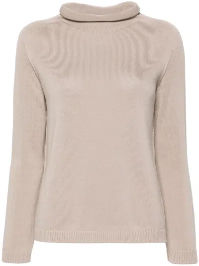 S Max Mara Cowl-neck Cotton Jumper In Neutrals