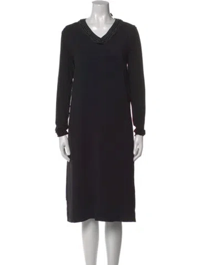 Pre-owned 's Max Mara Cowl Neck Midi Length Dress In Black