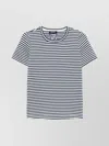 S Max Mara Crew Neck Embroidered Detail Horizontal Stripe Top