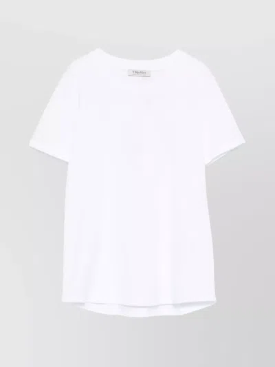 S Max Mara Crew Neck Embroidered Detail Short Sleeves In White