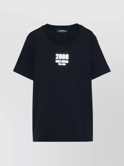S Max Mara Crew Neck Graphic Print Straight Hem In Black