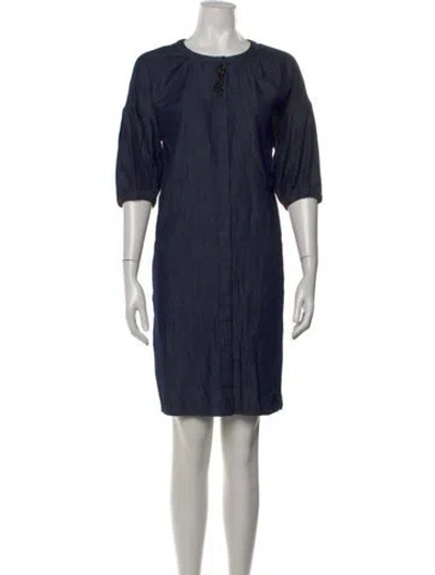 Pre-owned 's Max Mara Crew Neck Knee-length Dress In Blue